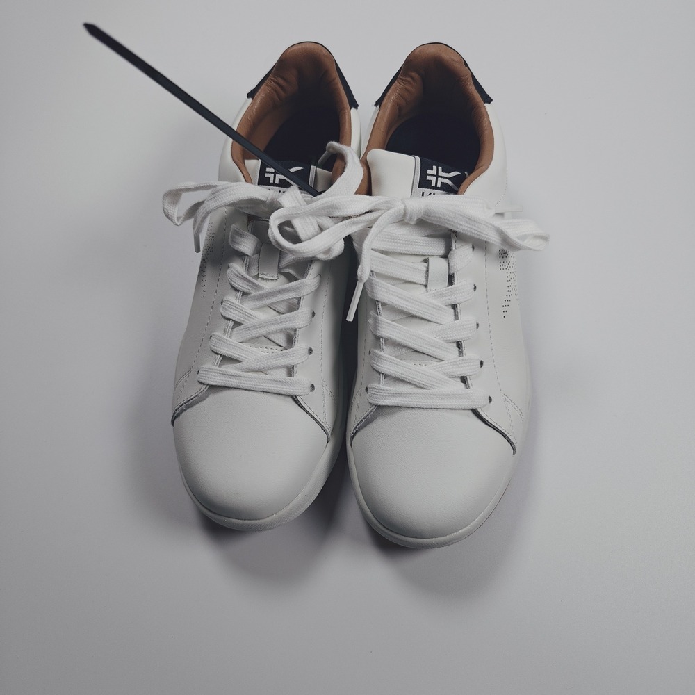 Kuru Roam Women 8.5 Bright White Jet Black Leather Orthopedic Sneakers‎ Low Top
